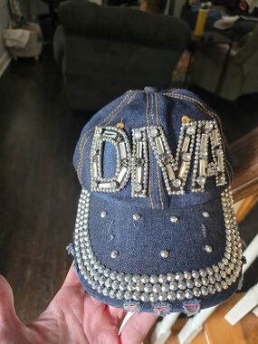 Denim Baseball Cap with Crystal 'DIVA' Accent